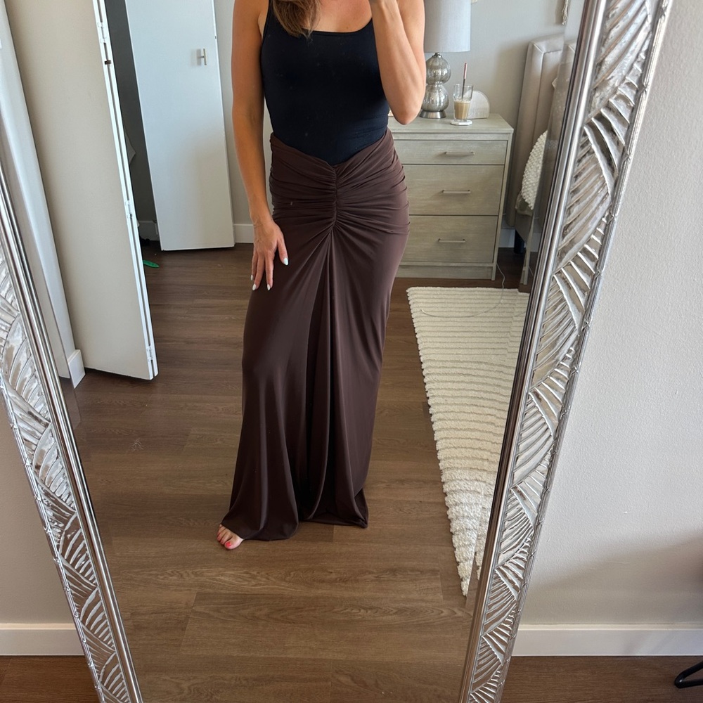 Ronny Kobo Chase Brown Maxi Skirt, Medium
